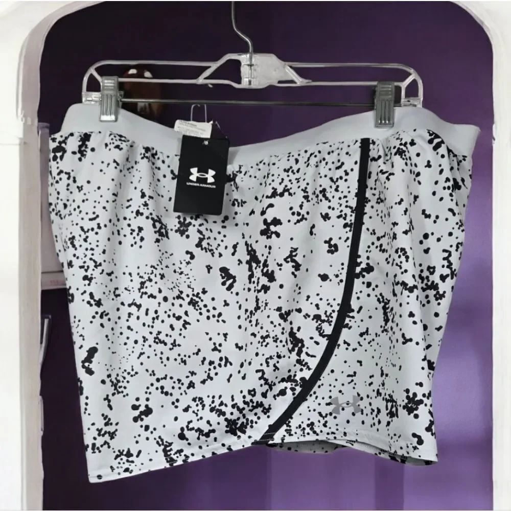 Women's UA Mileage 3.0 Shorts NWT Black/White Speckle Running Lined Quick Dry